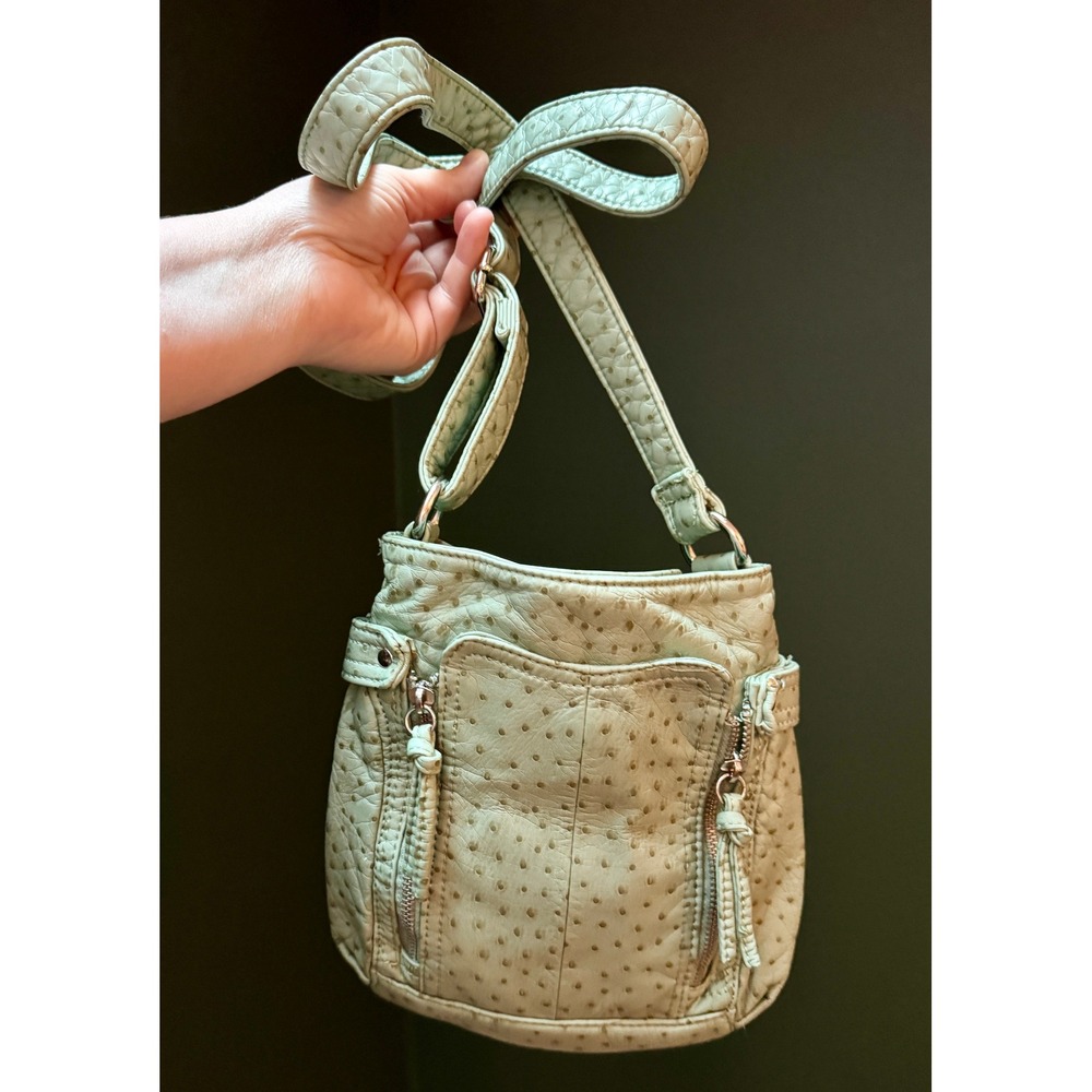 GAL Ostrich Embossed Crossbody Bag